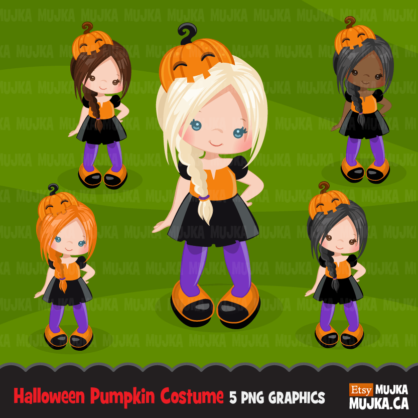 Halloween Clipart Bundle, Pumpkins, witches, Halloween baby, Halloween party boys & girls clip art commercial use PNG graphics