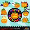 Halloween Clipart Bundle, Pumpkins, witches, Halloween baby, Halloween party boys & girls clip art commercial use PNG graphics