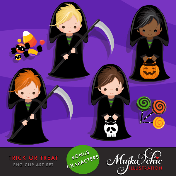Halloween Clipart Bundle, Pumpkins, witches, Halloween baby, Halloween party boys & girls clip art commercial use PNG graphics