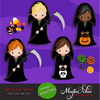 Halloween Clipart Bundle, Pumpkins, witches, Halloween baby, Halloween party boys & girls clip art commercial use PNG graphics