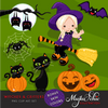 Halloween Clipart Bundle, Pumpkins, witches, Halloween baby, Halloween party boys & girls clip art commercial use PNG graphics