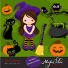 Halloween Clipart Bundle, Pumpkins, witches, Halloween baby, Halloween party boys & girls clip art commercial use PNG graphics