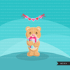 Free Valentine's day clipart, Cute animal graphics, digital PNG personal use Mujka