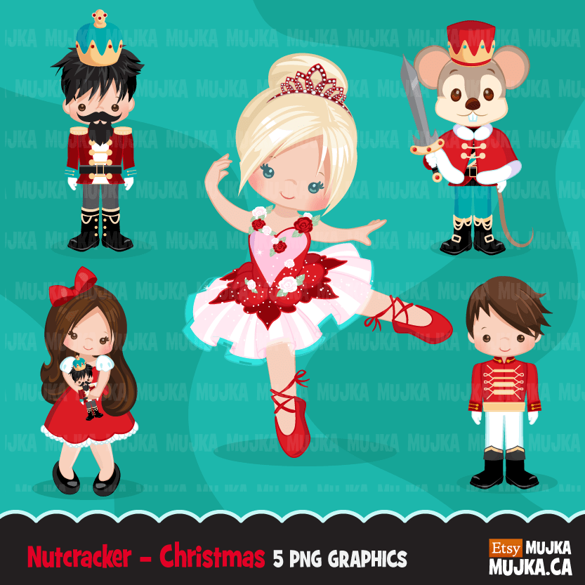 Christmas Clipart Bundle V2, Noel Illustrations, boy, girl, animal, gnomes, nutcracker, mermaids