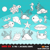 Paquete de imágenes prediseñadas de Las Sirenitas. Gráficos de sirena arcoiris. Submarino, coral, estrella de mar, pez, caballito de mar Chicas