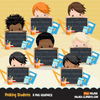 School Education Clipart Bundle. Students, graduates, teachers, distant learning and school elements graphics, boys girls
