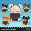 School Education Clipart Bundle. Students, graduates, teachers, distant learning and school elements graphics, boys girls