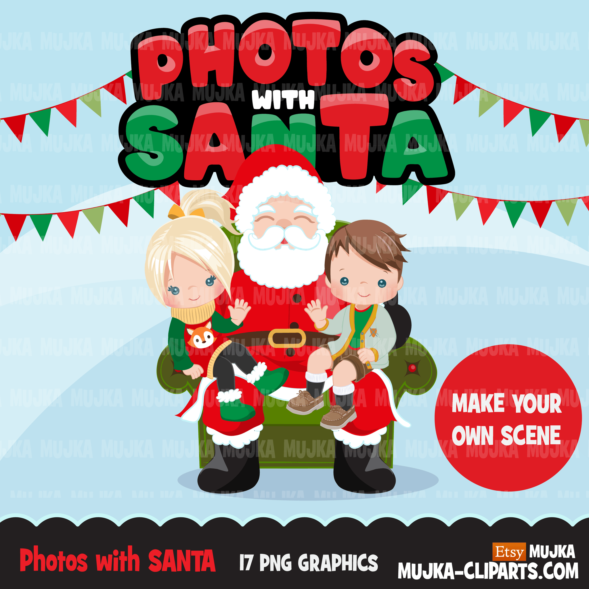 Christmas Clipart Bundle V2, Noel Illustrations, boy, girl, animal, gnomes, nutcracker, mermaids