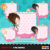 Spa Clipart Bundle. Spa birthday Party Graphics for girls, manicure, bath, nail polish, shower