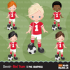 Soccer Clipart Bundle, playing soccer ball, sports, birthday party, boys & girls team jersey, clip art commercial use PNG graphics