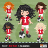 Soccer Clipart Bundle, playing soccer ball, sports, birthday party, boys & girls team jersey, clip art commercial use PNG graphics
