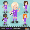 Soccer Clipart Bundle, playing soccer ball, sports, birthday party, boys & girls team jersey, clip art commercial use PNG graphics