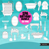 Spa Clipart Bundle. Spa birthday Party Graphics for girls, manicure, bath, nail polish, shower