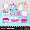 Spa Clipart Bundle. Spa birthday Party Graphics for girls, manicure, bath, nail polish, shower