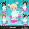 Spa Clipart Bundle. Spa birthday Party Graphics for girls, manicure, bath, nail polish, shower