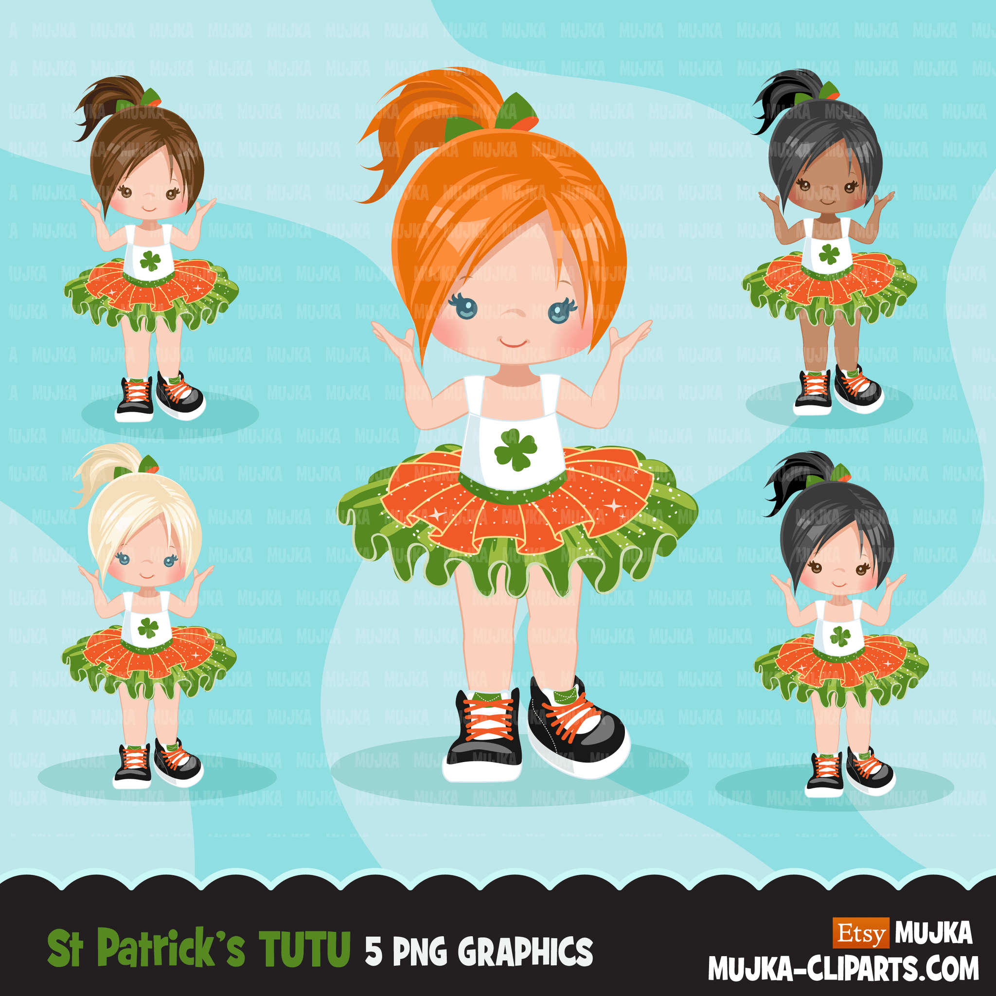 St Patricks Day Clipart Bundle, Gnomes, animals, kids,and matching quote graphics commercial use PNG clip art