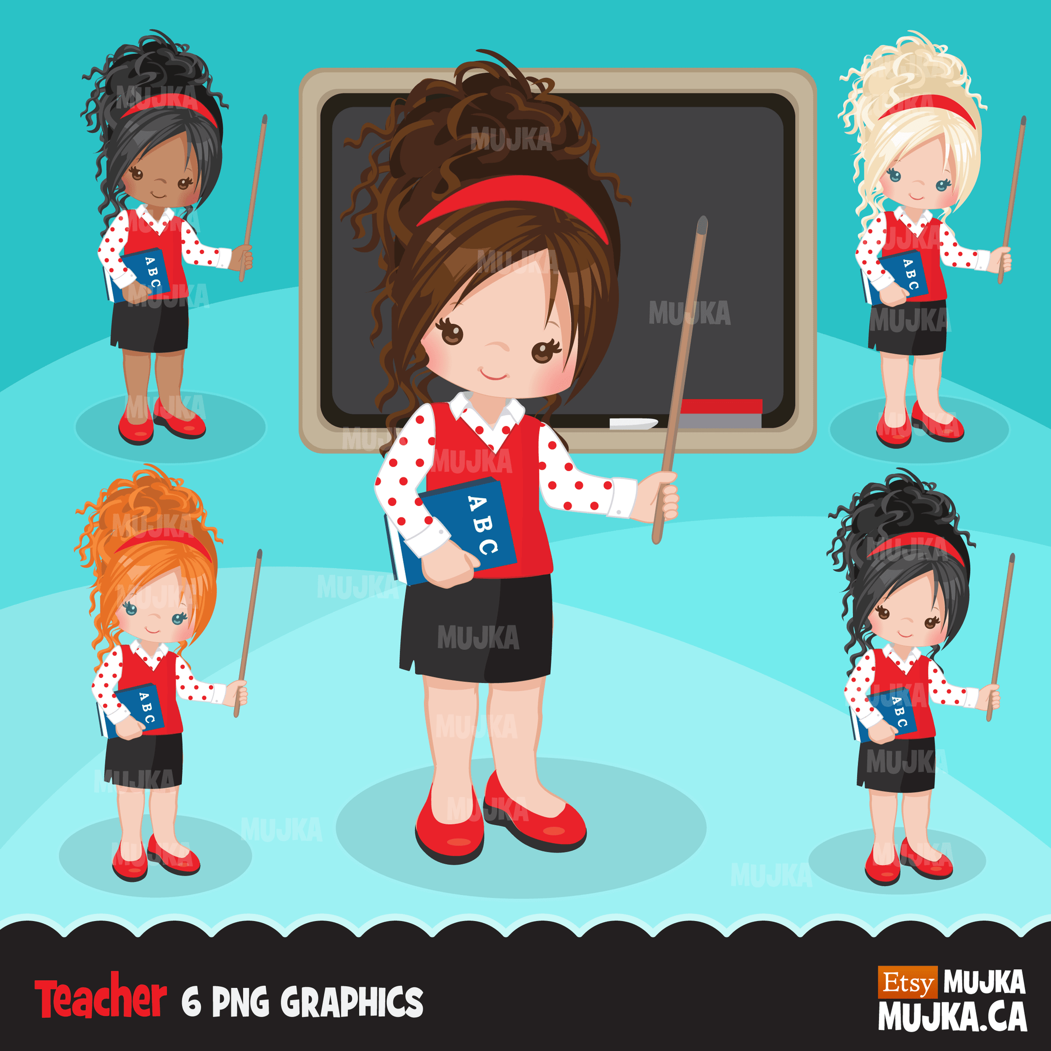 School Education Clipart Bundle. Students, graduates, teachers, distant learning and school elements graphics, boys girls