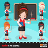 School Education Clipart Bundle. Students, graduates, teachers, distant learning and school elements graphics, boys girls