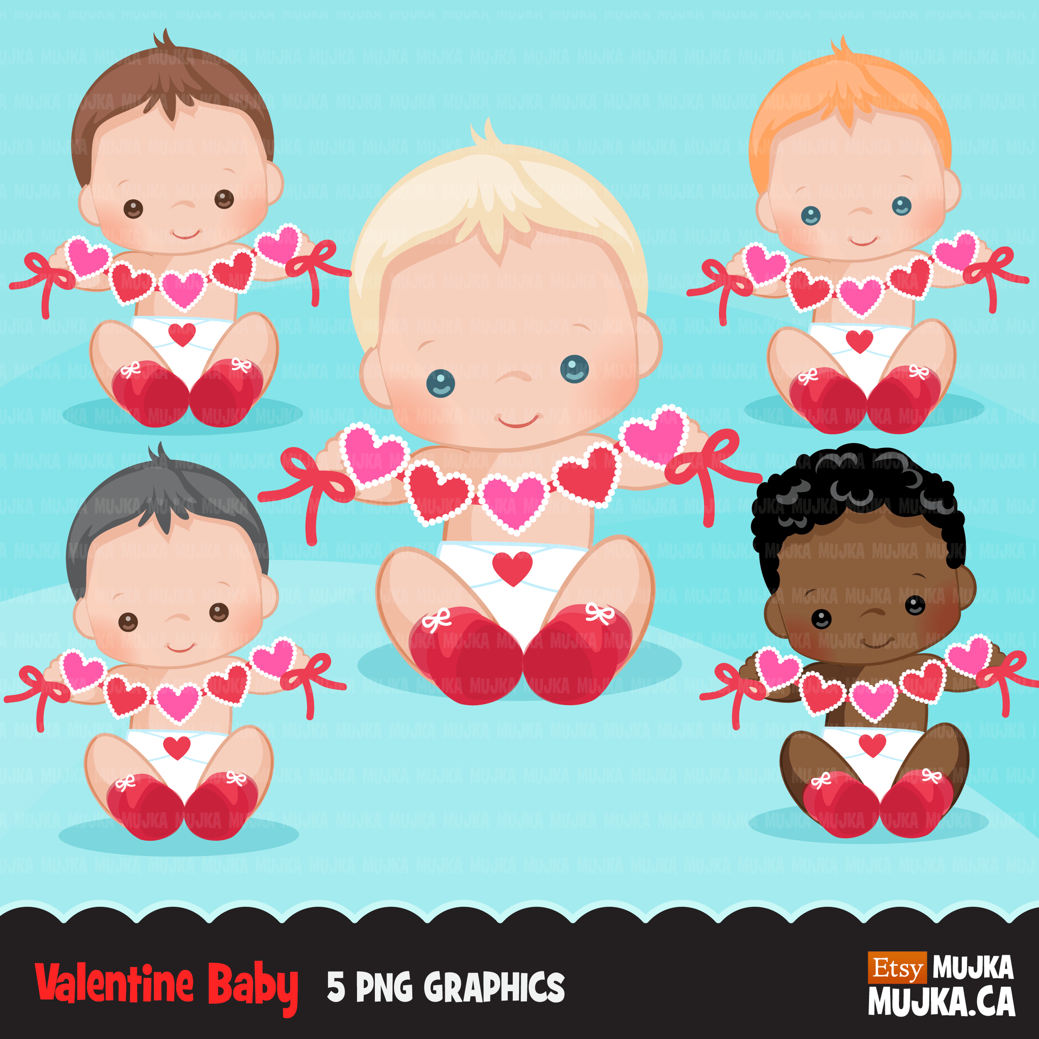 Valentine clipart Design Bundle V2, Cute celebration graphics, boys and girls, animals