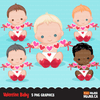 Valentine clipart Design Bundle V2, Cute celebration graphics, boys and girls, animals