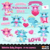Valentine clipart Design Bundle V2, Cute celebration graphics, boys and girls, animals