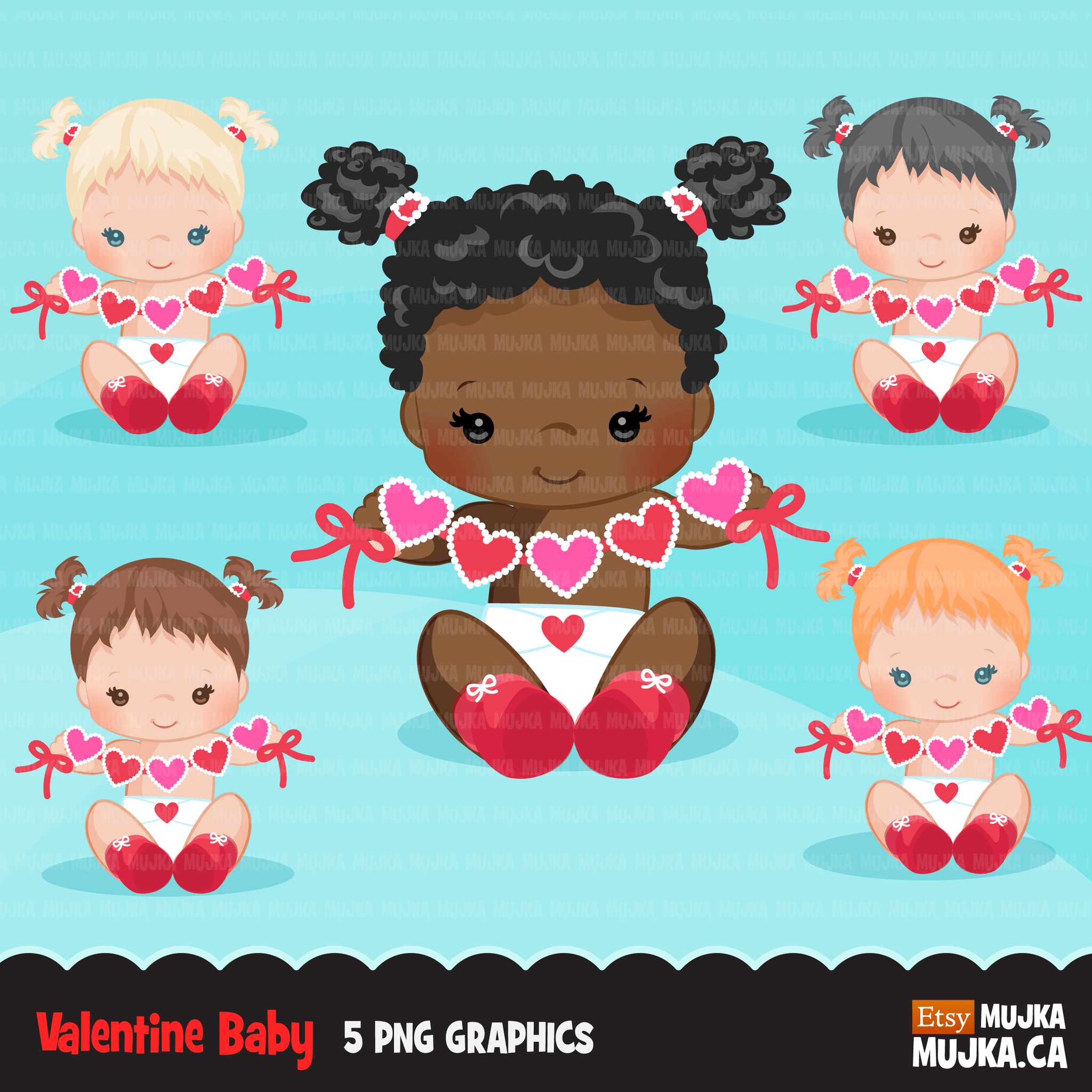 Valentine clipart Design Bundle V2, Cute celebration graphics, boys and girls, animals