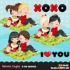 Valentine clipart Design Bundle V2, Cute celebration graphics, boys and girls, animals