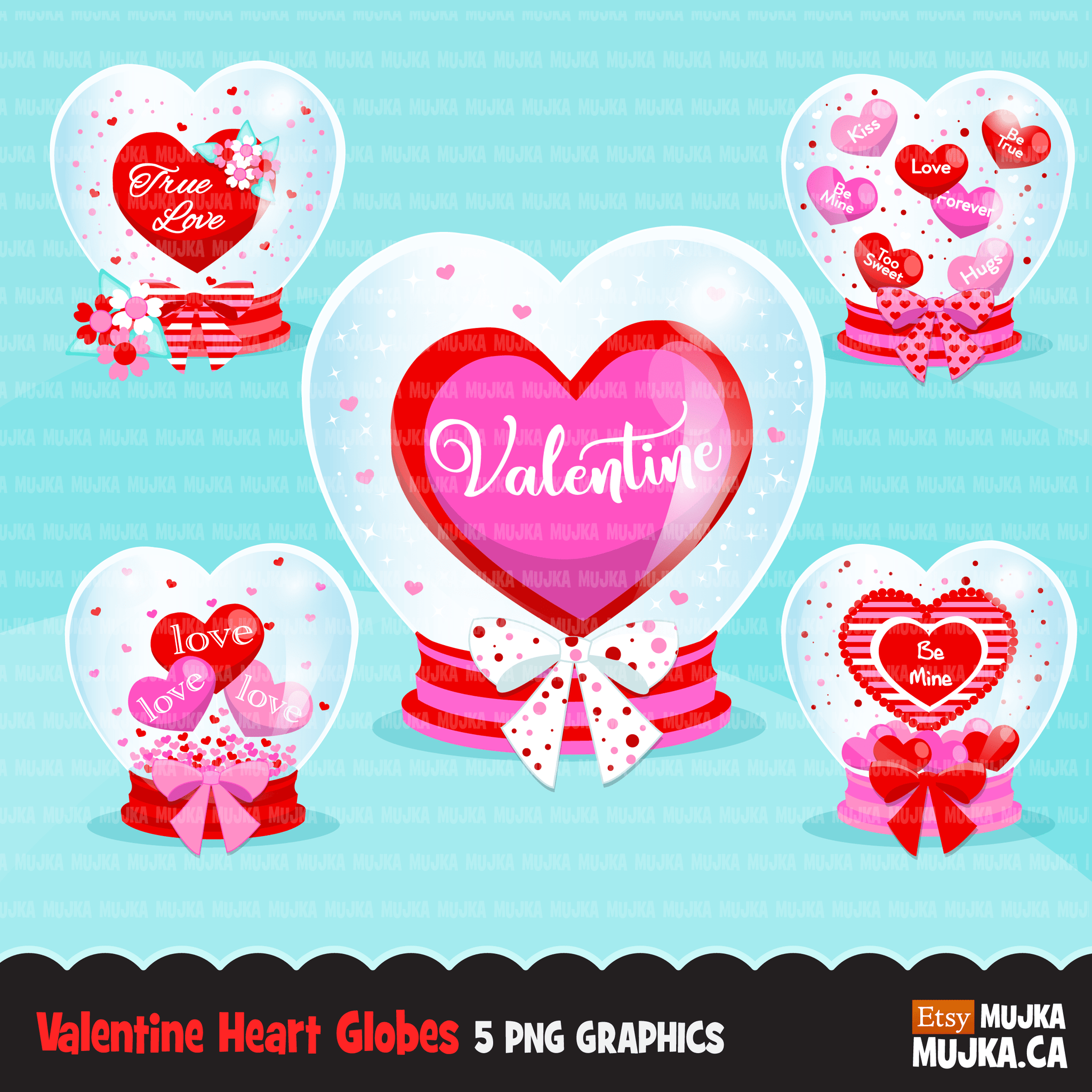Valentine clipart Design Bundle V1, Cute celebration graphics, boys and girls, animals