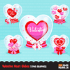 Valentine clipart Design Bundle V1, Cute celebration graphics, boys and girls, animals