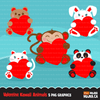 Valentine clipart Design Bundle V1, Cute celebration graphics, boys and girls, animals