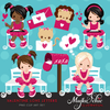 Valentine clipart Design Bundle V1, Cute celebration graphics, boys and girls, animals