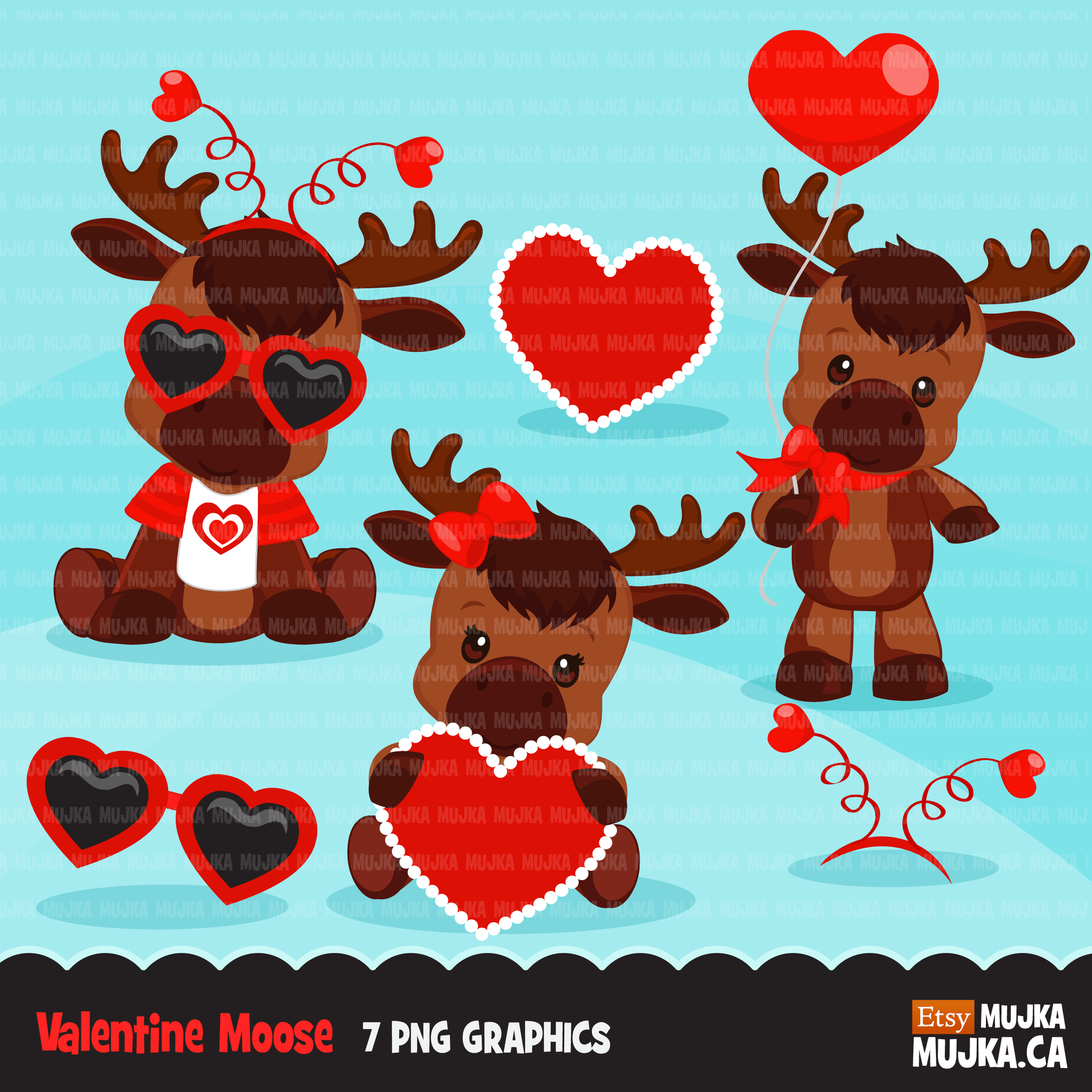 Valentine clipart Design Bundle V1, Cute celebration graphics, boys and girls, animals