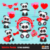Valentine clipart Design Bundle V1, Cute celebration graphics, boys and girls, animals