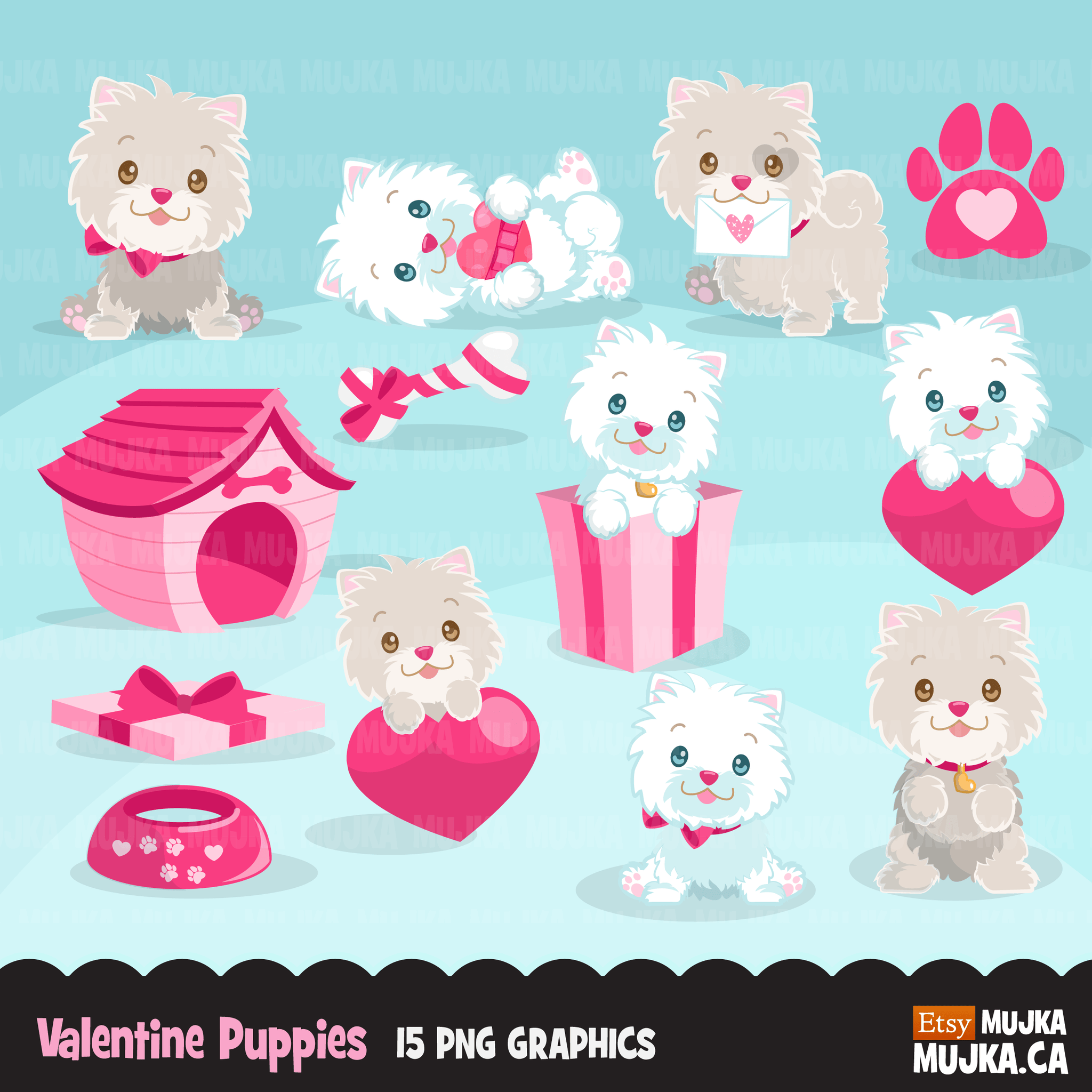 Valentine clipart Design Bundle V1, Cute celebration graphics, boys and girls, animals