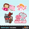 Valentine clipart Design Bundle V2, Cute celebration graphics, boys and girls, animals