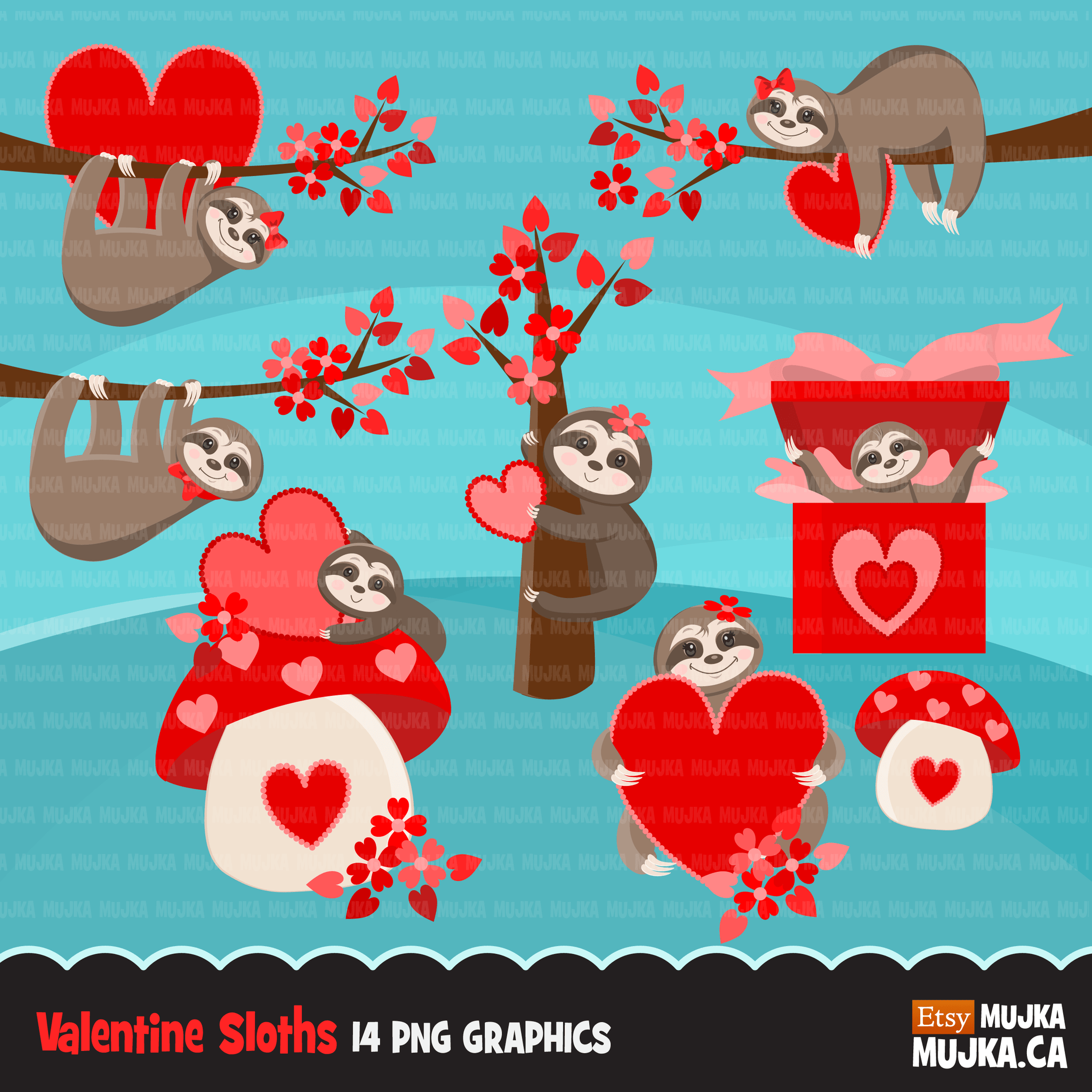 Valentine clipart Design Bundle V1, Cute celebration graphics, boys and girls, animals