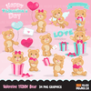 Valentine clipart Design Bundle V1, Cute celebration graphics, boys and girls, animals