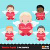 Valentine clipart Design Bundle V2, Cute celebration graphics, boys and girls, animals