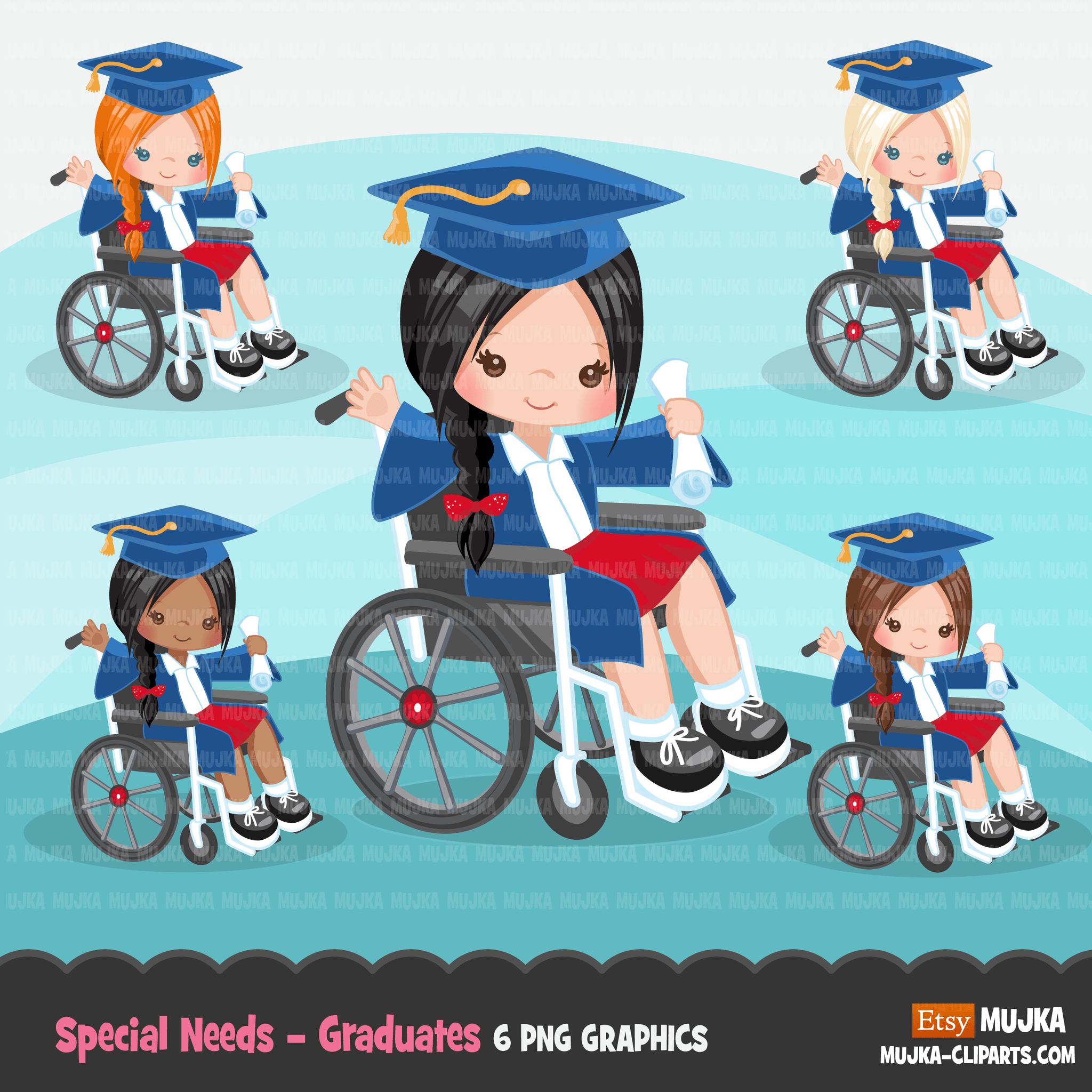School Education Clipart Bundle. Students, graduates, teachers, distant learning and school elements graphics, boys girls