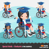 School Education Clipart Bundle. Students, graduates, teachers, distant learning and school elements graphics, boys girls