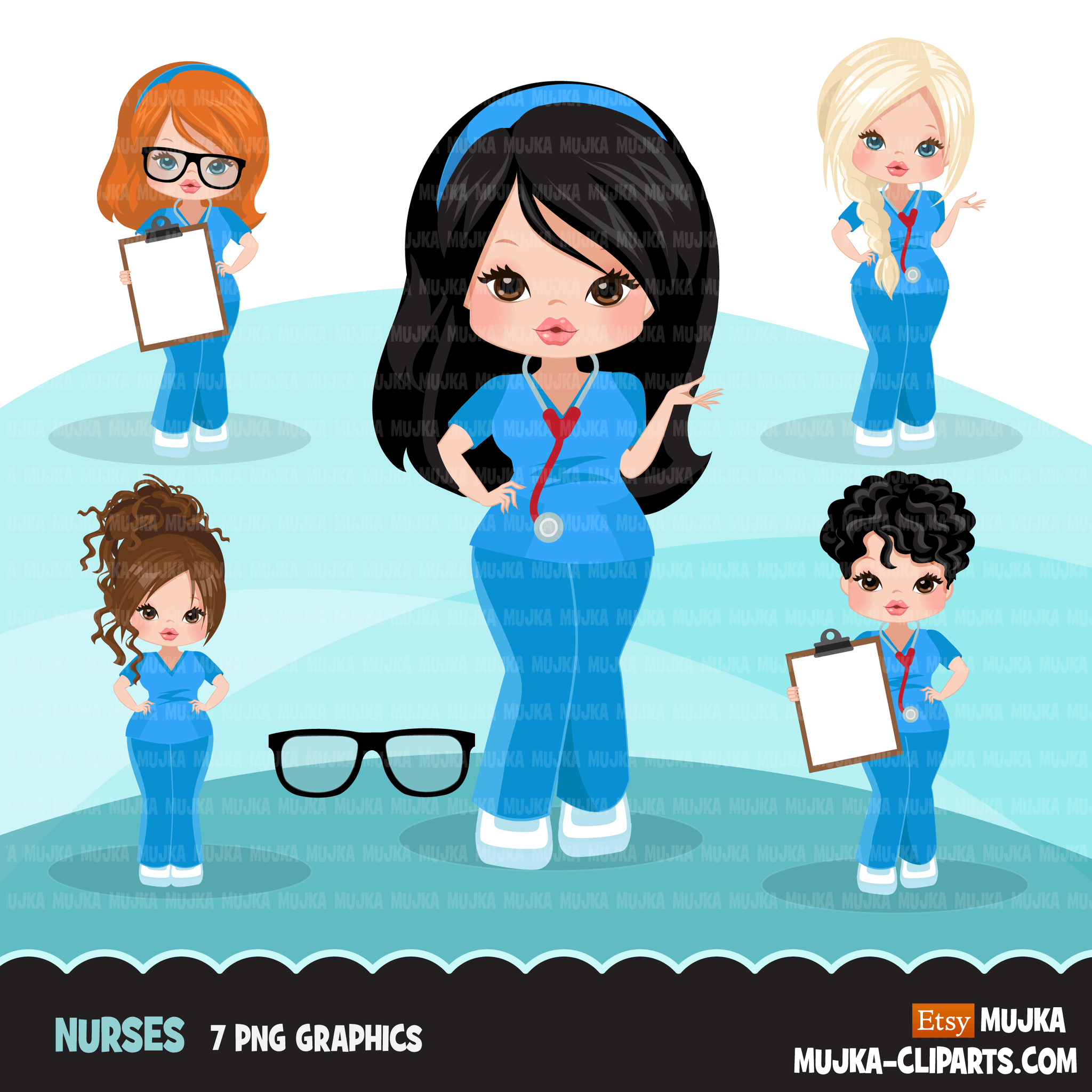Medical Clipart BUNDLE, doctors, nurses, nicu nurse characters, hospital print and cut PNG digital Designs, covid clip art