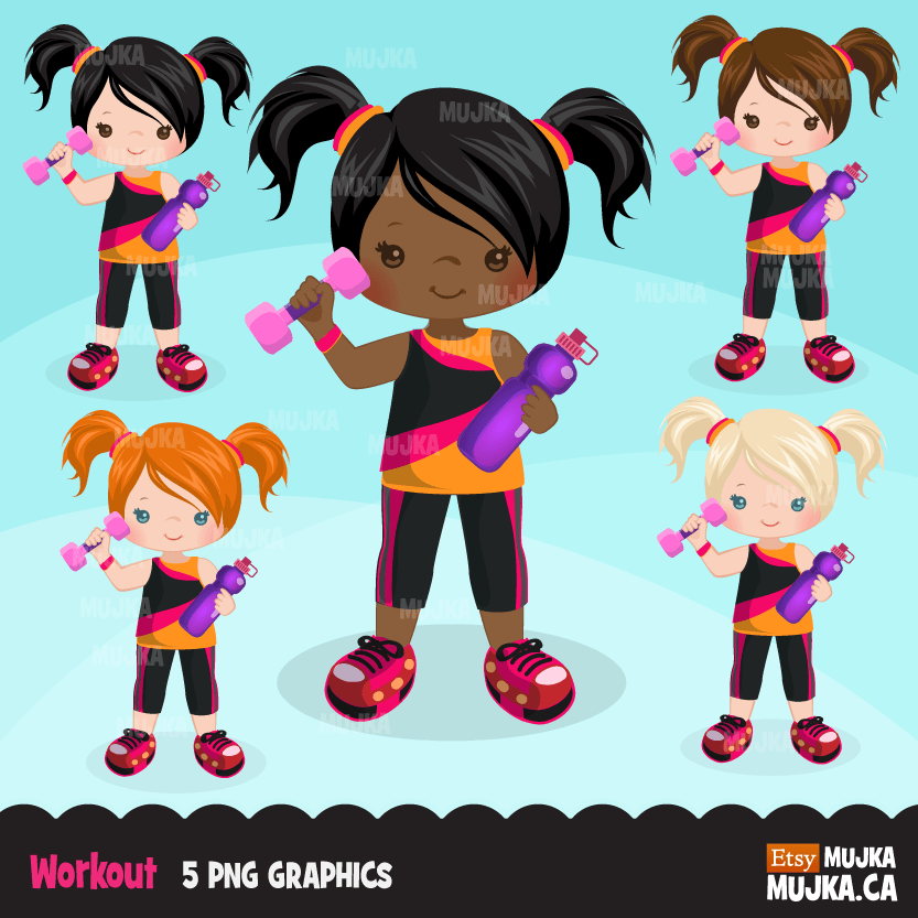 Gymnastics Fitness Clipart Bundle, Sports, workout sublimation t-shirt for black, boy, girl graphics commercial use PNG clip art