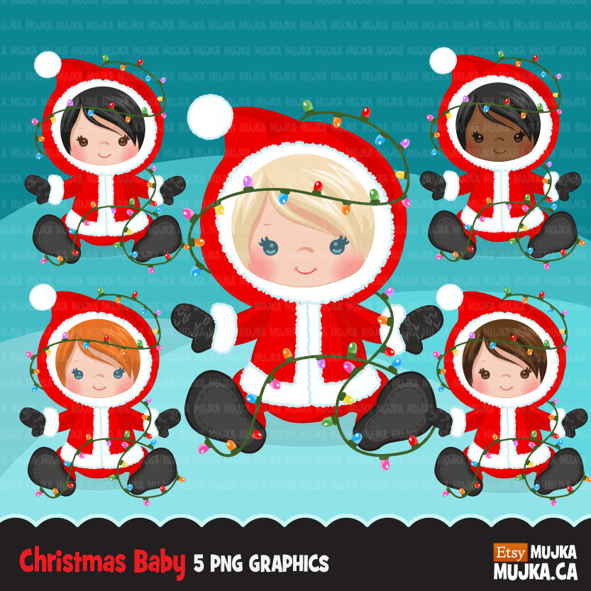 Christmas Clipart Bundle V2, Noel Illustrations, boy, girl, animal, gnomes, nutcracker, mermaids