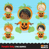 Halloween Clipart Bundle, Pumpkins, witches, Halloween baby, Halloween party boys & girls clip art commercial use PNG graphics