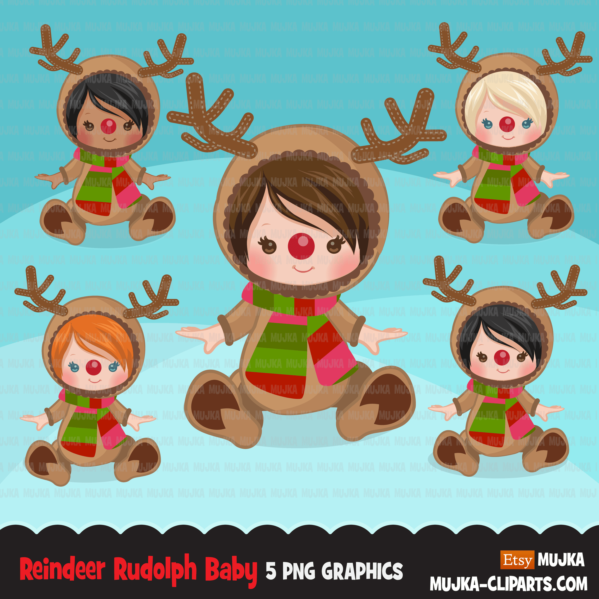 Christmas Clipart Bundle V2, Noel Illustrations, boy, girl, animal, gnomes, nutcracker, mermaids