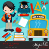 School Education Clipart Bundle. Students, graduates, teachers, distant learning and school elements graphics, boys girls