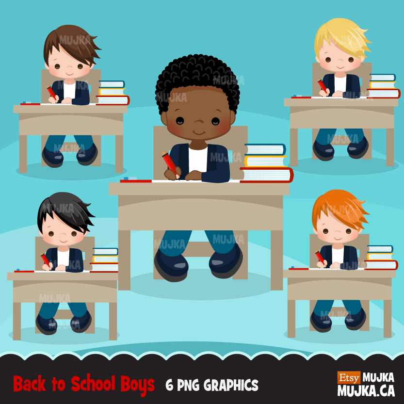 School Education Clipart Bundle. Students, graduates, teachers, distant learning and school elements graphics, boys girls