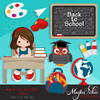 School Education Clipart Bundle. Students, graduates, teachers, distant learning and school elements graphics, boys girls