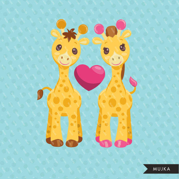 Valentines Day Baby Giraffe Clipart – MUJKA CLIPARTS