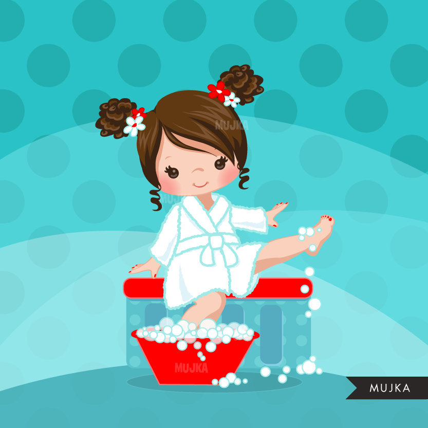 Spa party girl clipart graphics